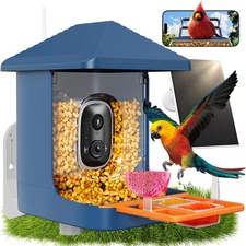 Smart Bird Feeder with Camera, Solar Powered Bird Feeders for Outdoors, 1.8L 2K 