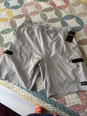Aeropostale Mens Shorts Grey Large With Drawstrings And Pockets, Polyester