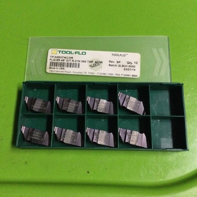 Qty.8 Tool Flo TF32537AC3R FLG-6R 45° D/T Carbide Inserts R.015/060 (F34)