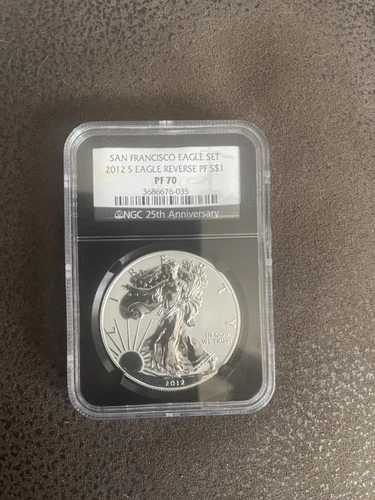 2012 S $1 American Silver Eagle Reverse Poof San Francisco Eagle Set NGC PF70