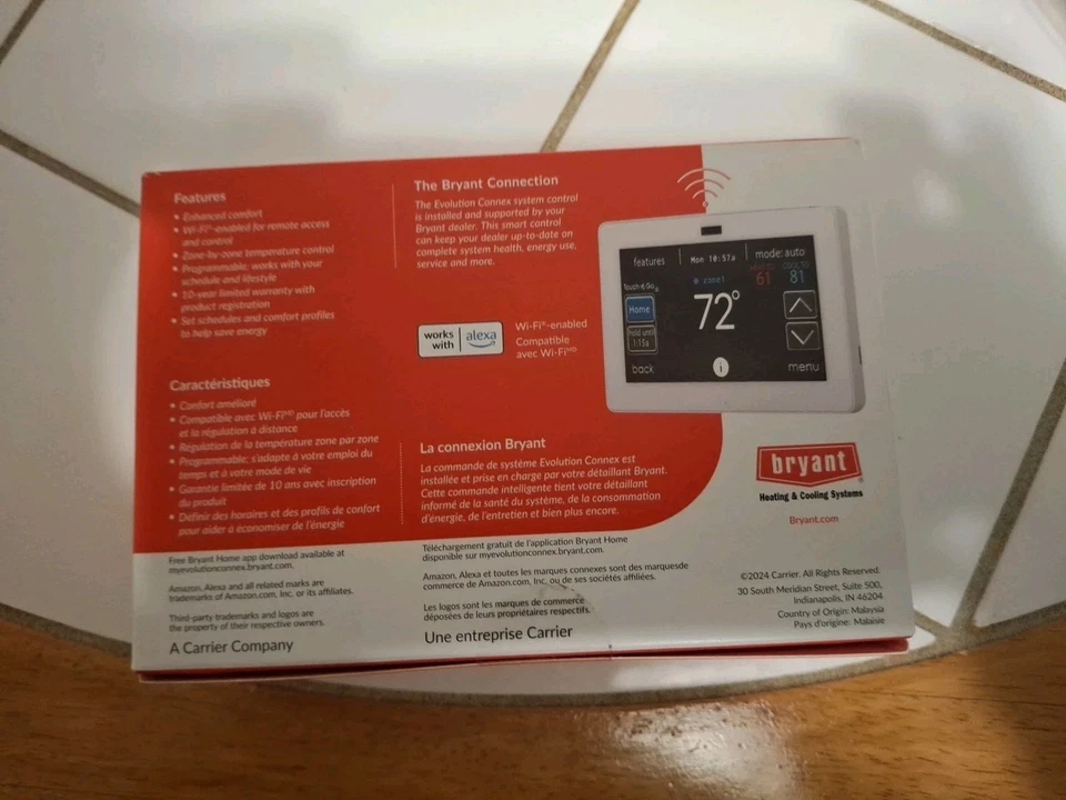 Termostato Bryant Evolution Connex Control (Blanco) Versión SYSTXBBWEC01-C Foto 2 de 3