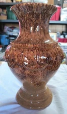 Vintage Royal Haeger 12" Brown Gold Drip Pottery Pitcher Vase MCM Art Scrolls