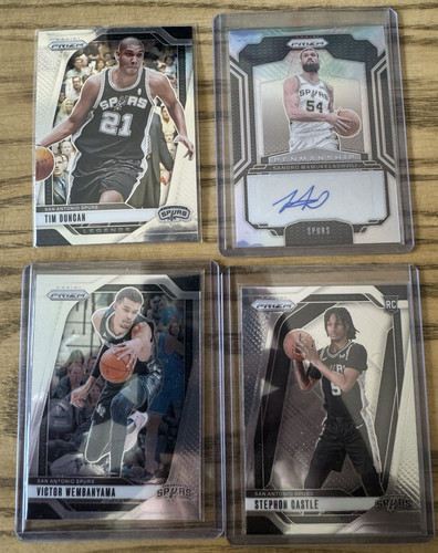 Tim Duncan Victor Wembanyama Stephon Castle RC Sandro Auto Spurs Prizm Lot