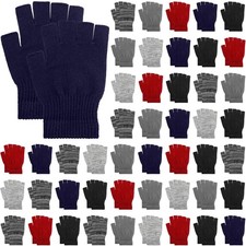 Handepo 50 Pairs Winter Fingerless Gloves Bulk Knitted One Size, Multicolor