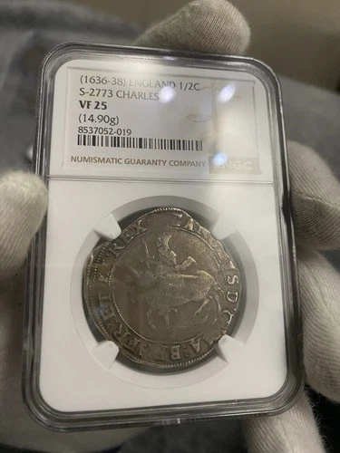 Charles I 1st Half Crown Silver Coin 1636-38 NGC VF25 Great Britain