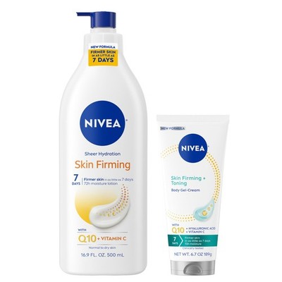 NIVEA Sheer Hydration Skin Firming Body Lotion 11.8 Fl Oz (Pack of 2), WHITE 