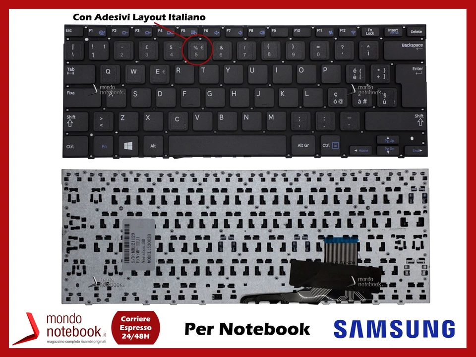 Clavier SAMSUNG NP540U3C NP535U3C (Sans Frame) Avec Adhésifs Layout Italien - Photo 1/1