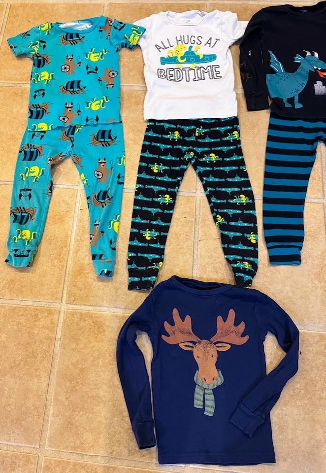 Boys Sz 4T Lot L/S Shirts PJs Jeans Carters Members Mark Childrens Pl 12 Pcs - Image 2 of 3