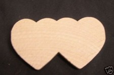 Wholesale Lot 53 Pcs Flat Wood Double Hearts NEW