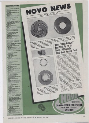1947 Novo Engine Co Ad: Gray Iron Castings - Pronto Prime Torture Test - Lansing