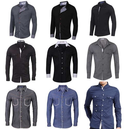 Mens Slim Fit Shirts Long Sleeve Luxury 