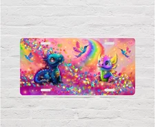 Rainbow Dragons Aluminum Front License Plate Car Accessory Vanity