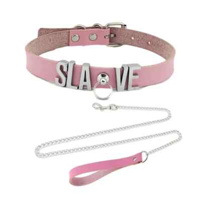PINK Pu Leather Daddy Collar O-Ring Buckled Custom New Fancy
