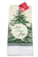 Love Peace Joy Christmas Kitchen Towel 15 x 25 Polyester Tree