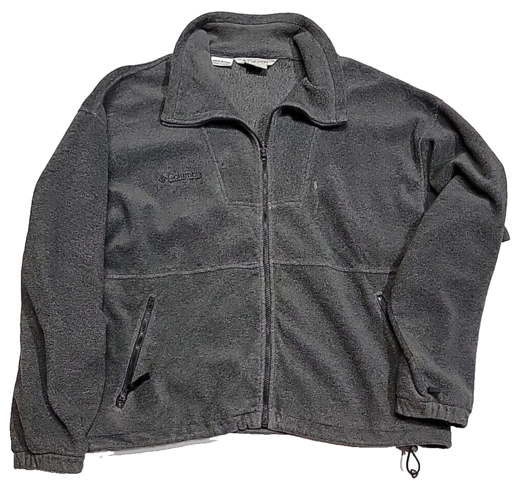 Vintage Columbia Full-Zip Fleece Heathered Gray Embroidered Jacket