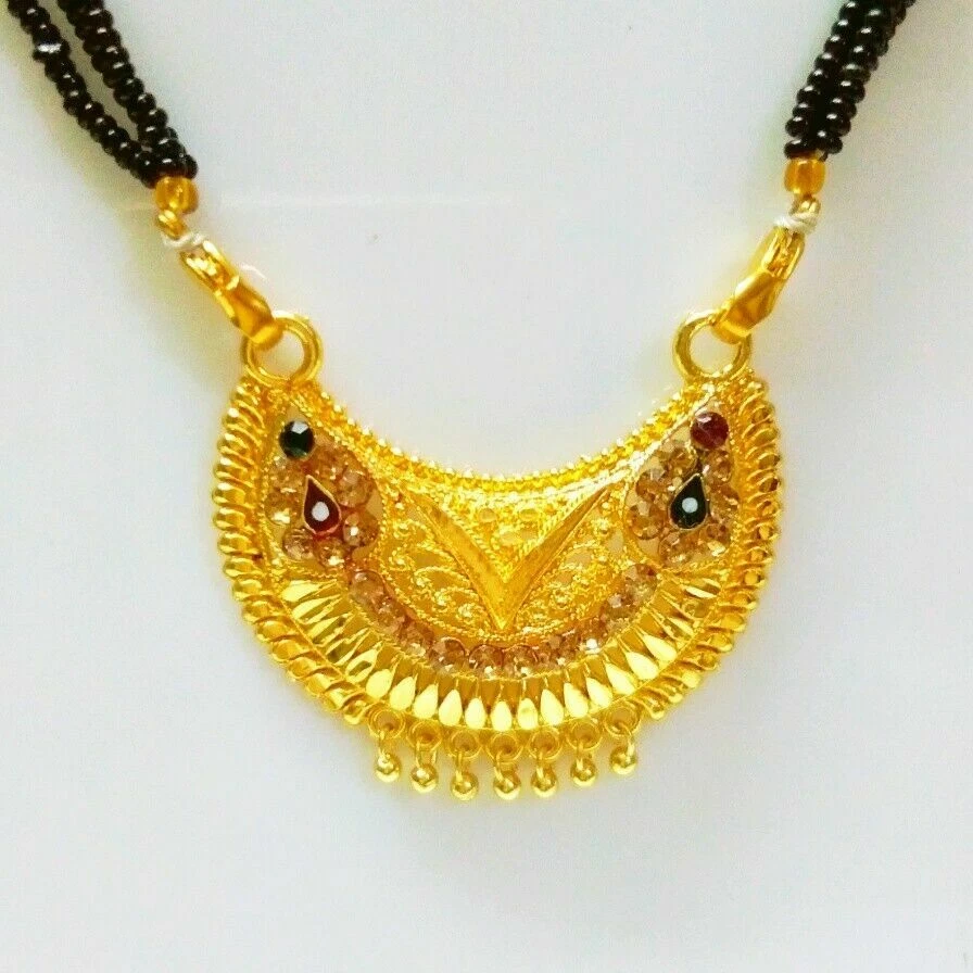 Long black beads mangalsutra gold deals