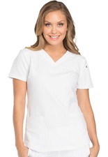 White Dickies Scrubs Dynamix V Neck Top DK730 WHT