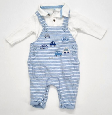 Next Warme Stoff Latzhose für Jungen mit Langarmshirt in Gr. 62 (0-3 M)  TOP !!