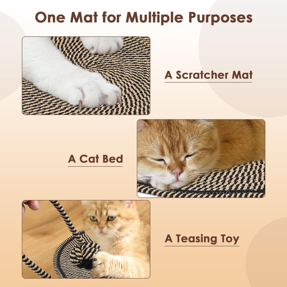 2-Pack Round Cat Scratcher Mats – 42cm Natural Cotton Rope Scratching Pad For Floor Or Wall