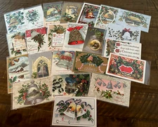 Lot of 22 Vintage 1900s~Christmas Postcards with~*Holly~ Bells *~in Sleeves~d561