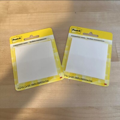 2 Pck Post-it Notes Transparent 2 7/8 x 2 7/8 Clear 36 sheet/pad Remove  Cleanly