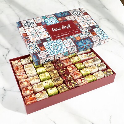 100% Natural Mixed Turkish Delight Sultan w Motif Pattern Box 1000 gr - 2.2 lbs