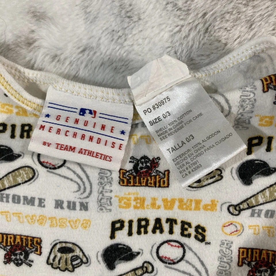 Mono oficial de béisbol MLB de los Piratas de Pittsburgh de 1 pieza 0-3 meses ropa de bebé Foto 2 de 4