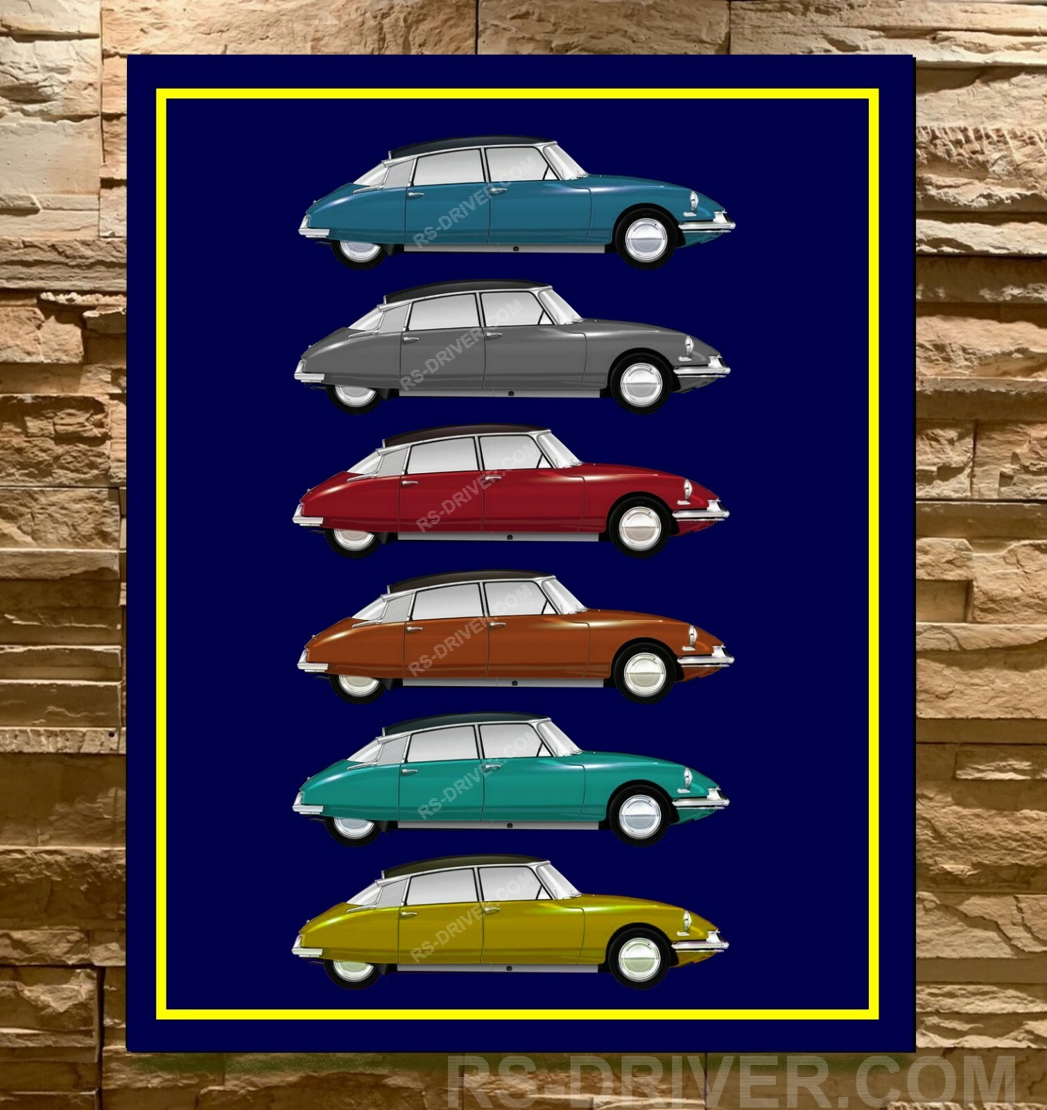 Cadre Citroën DS 19 tableau mural vintage voiture ancienne