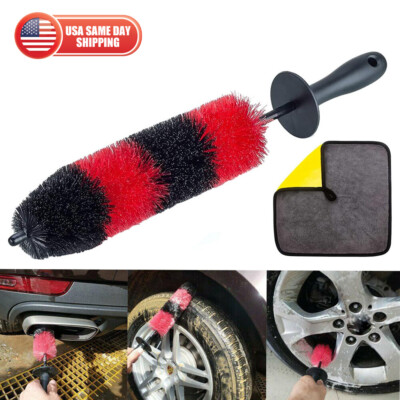 18'' Long Wheel Pro Brush Car Bendable Wash Tool Cleaning Brush Tire Rims Spokes