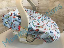 Infant Car Seat Carrier Cover New Handmade Minky Blue Automobiles, Cars, Planes