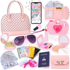 Play Purse for Little Girl, 35PCS Pretend Makeup Birthday Gift for Girl 3 4 5 6 