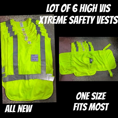 High Visibility Safety Vests Lot X6 Reflective Vest Yellow New Flap Style