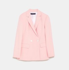 Zara Pink Double breasted blazer sz S New