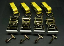 12pc Lasso Wheel Lift Strap 2" Ratchet J Finger Hook Tow Truck Tie Down 12' YLW