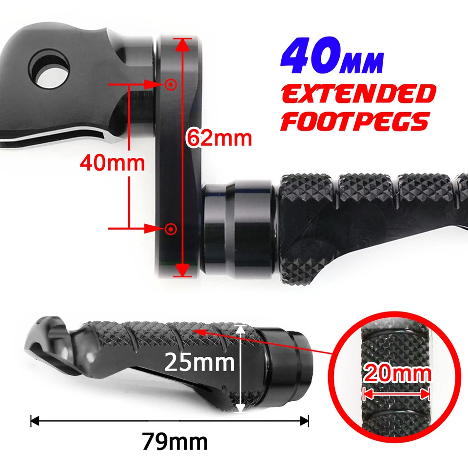 Black MCCP 40mm Extension Front Footpegs For Ducati Diavel 1260 S 19-22 21 20 - Изображение 4 из 4