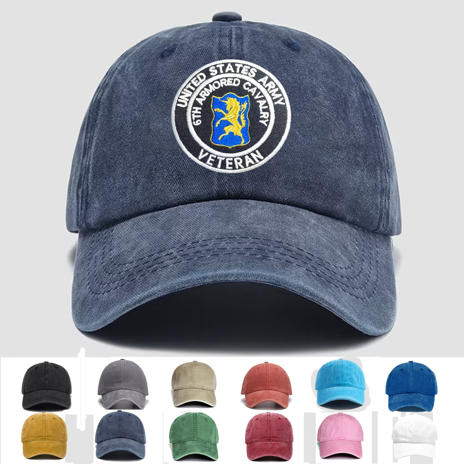 Custom Embroidered Hat US Army 6th Armored Cavalry Veteran, Trucker Hat, Gift