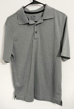 Champion, Men Short Sleeve Solid Gray Duo Dry Polo Shirt Top, Small