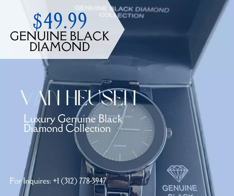 Van Heusen Genuine Black Diamond Collection Men's Watch BRAND NEW IN BOX!