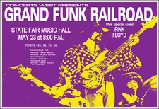 PINK FLOYD GRAND FUNK RAILROAD 70 Dallas Concert Poster