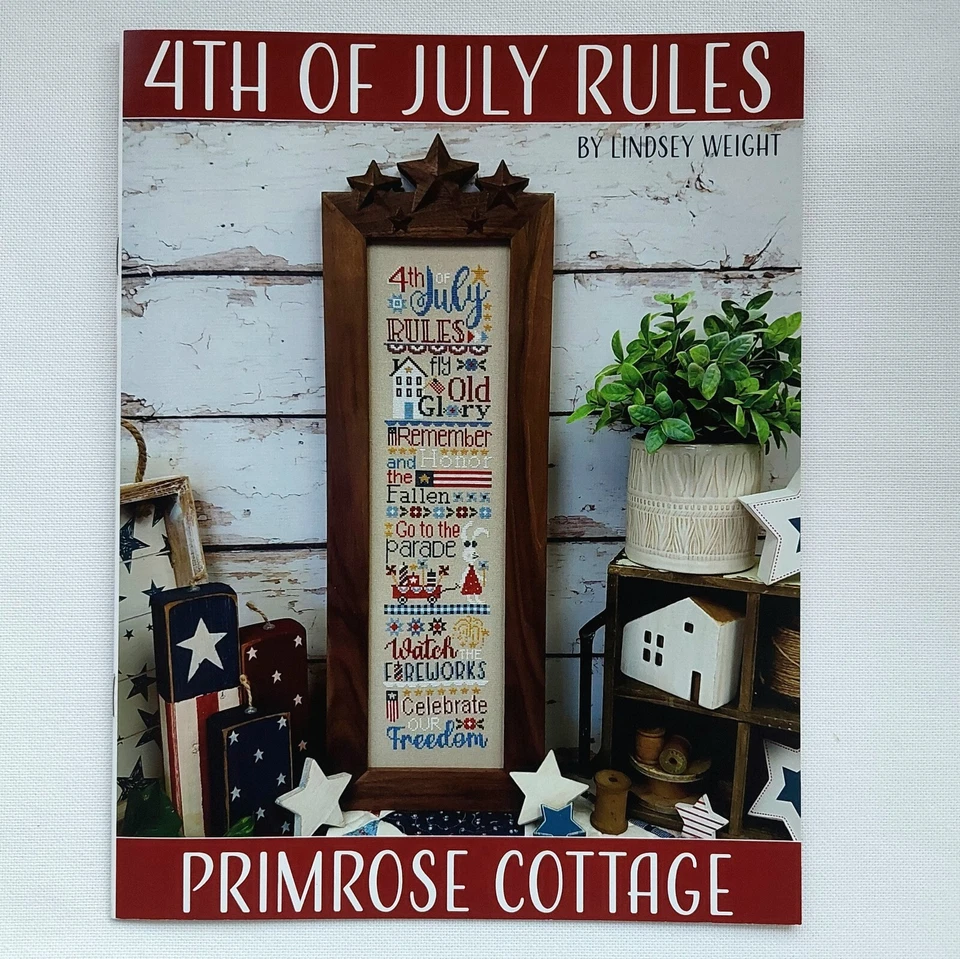 4 de julio Reglas patriótico punto de cruz patrón gráfico prímula casa de campo PRM130 Foto 3 de 4