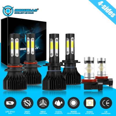 For Subaru Legacy 2010-2014 6X LED Headlight High Low Beam+Fog Light Combo Kits