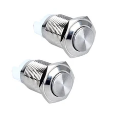 2-Pack 16mm High Round Head Latching Metal Waterproof Push Button Switch 5/8"...