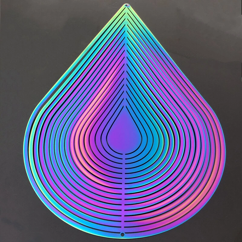 3D Wind Chimes Rotating Water Drop Hanging Ornaments, Metal Pendants - Image 4 of 4