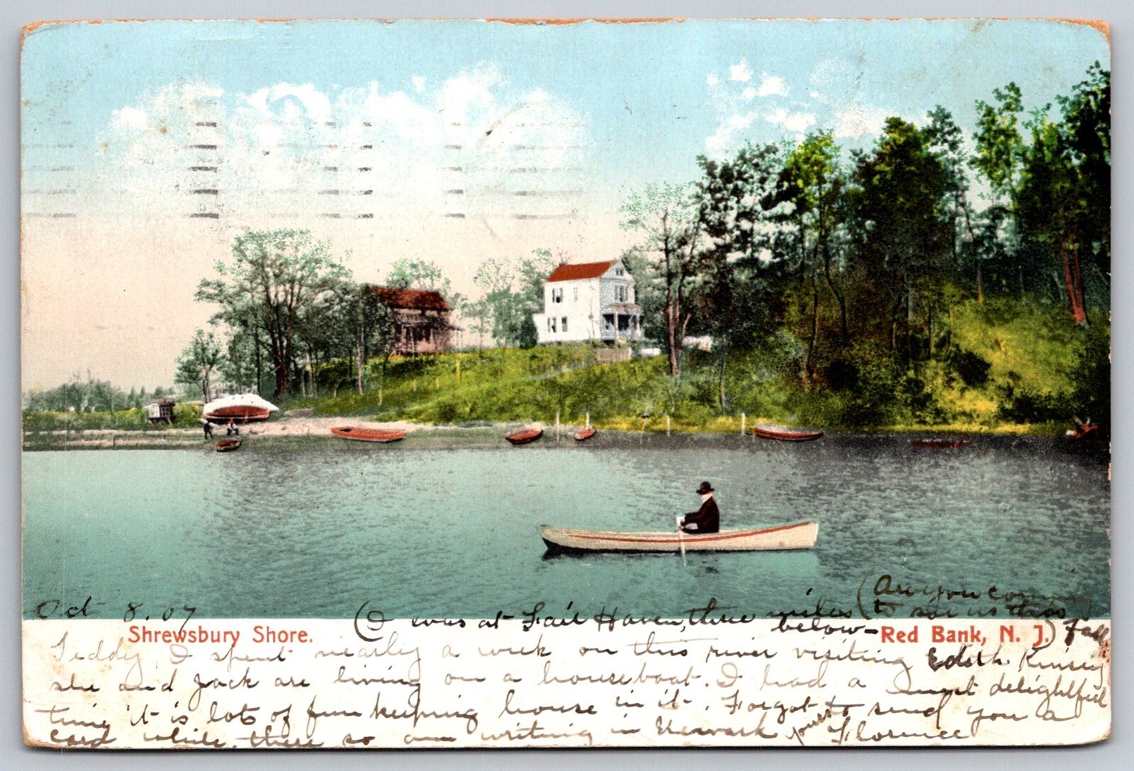 FILA Cartolina Red Bank New Jersey UDB Shrewsbury Shore Row Boat