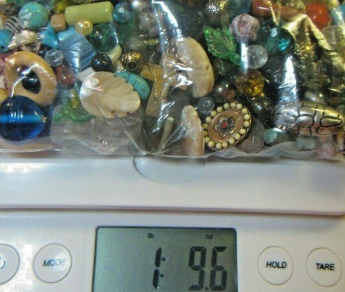 MENGE 1,9 PFUND PERLEN ~ VERSCHIEDENE FARBEN, GRÖSSEN, DESIGNS ~ GLAS, METALL, KUNSTSTOFF USW. - Bild 12 von 12