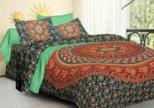 Super King Size Mandala Bohemian Indian Duvet Cover Elephant Print Bedding Set