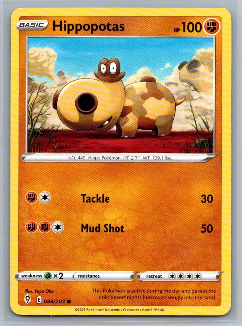 Hippopotas 84/203 Evolving Skies Common Pokémon TCG 2021
