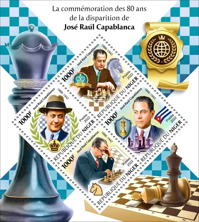 Chess José Raúl Capablanca MNH Stamps 2022 Niger S/S
