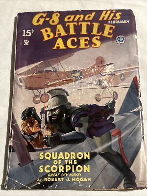 G-8 and His Battle Aces Pulp February 1935 Scorpion Squadron - Menace Cover