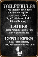 Funny Retro Bathroom Toilet Rules Vintage Tin Metal Signs Home D cor 8x12